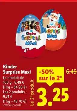 Lidl Kinder surprise maxi offre