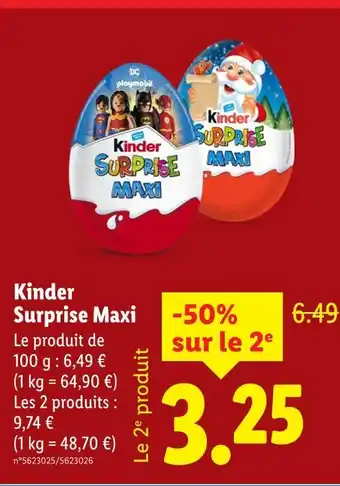 Lidl Kinder surprise maxi offre