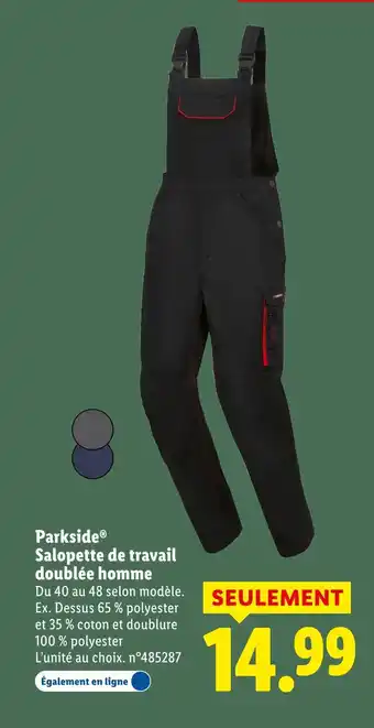 Lidl Parkside salopette de travail doublée homme offre