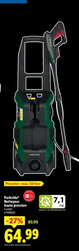 Lidl Parkside nettoyeur haute pression offre