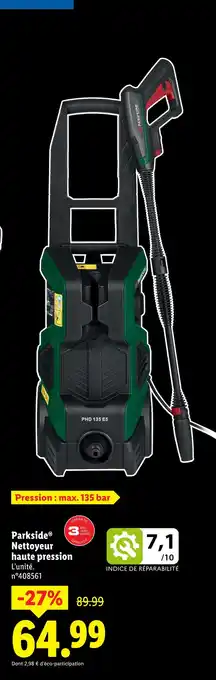 Lidl Parkside nettoyeur haute pression offre
