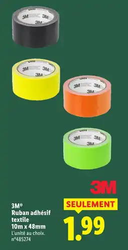 Lidl 3m ruban adhésif textile 10m x 48mm offre