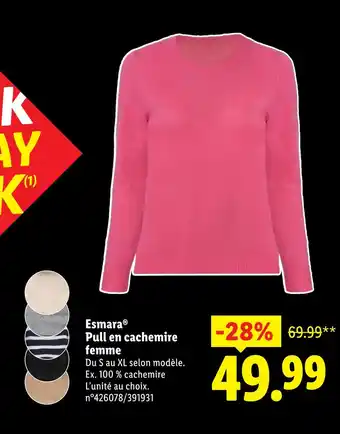 Lidl Esmara pull en cachemire femme offre