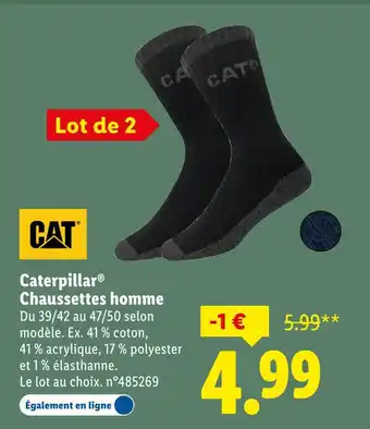 Lidl Caterpillar chaussettes homme offre