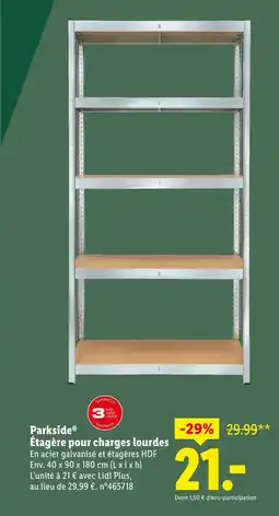 Lidl Parkside étagère pour charges lourdes offre