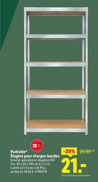 Lidl Parkside étagère pour charges lourdes offre