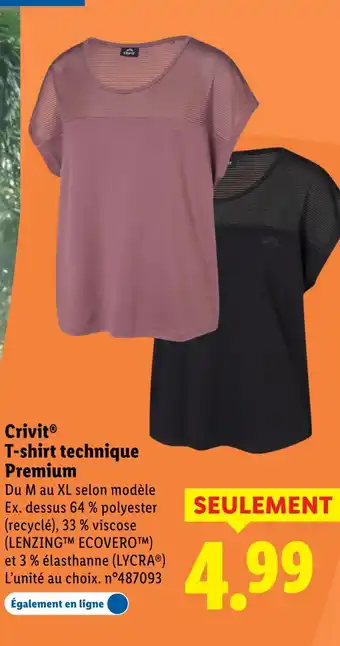 Lidl Crivit t-shirt technique premium offre