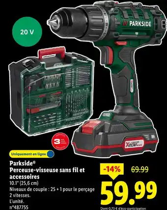 Lidl Parkside perceuse-visseuse sans fil et accessoires offre