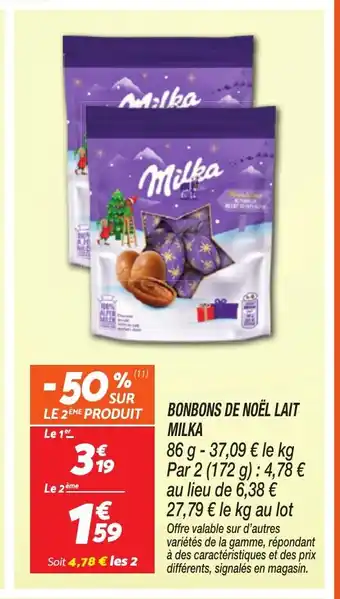 Netto MILKA Bonbons de noël lait offre