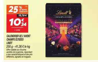 Netto LINDT Calendrier de l'avent champs élysées offre