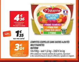 Netto MATERNE Compotes coupelles sans sucres ajoutés multitvariétés offre