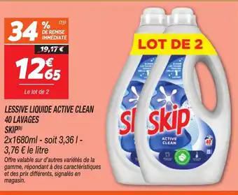 Netto SKIP liquide active clean 40 lavages offre