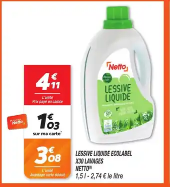 Netto NETTO Lessive liquide ecolabel x30 lavages offre