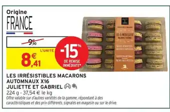 Intermarché Express JULIETTE ET GABRIEL Les irrésistibles macarons automnaux x16 offre
