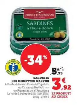 Super U LES MOUETTES D'ARVOR Sardines offre