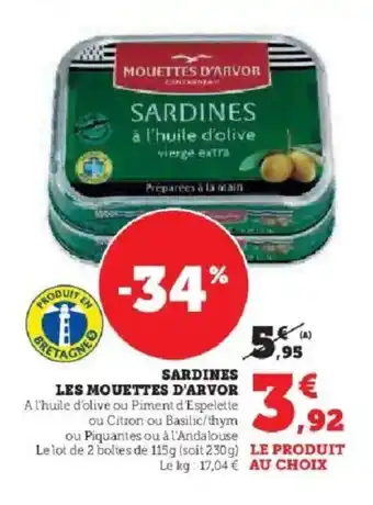 Super U LES MOUETTES D'ARVOR Sardines offre