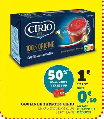 Maximarché CIRIO Coulis de tomates offre