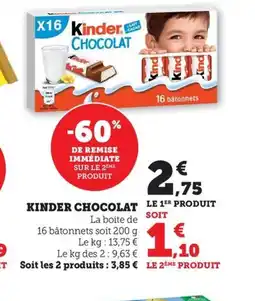 Maximarché KINDER Chocolat offre