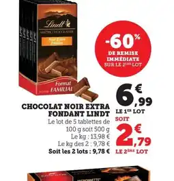 Maximarché LINDT Chocolat noir extra fondant offre