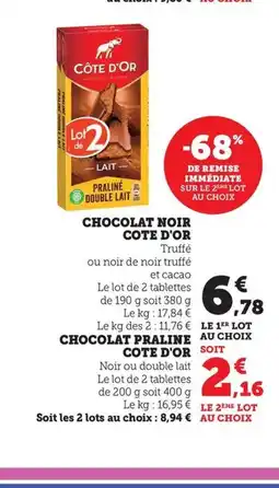 Maximarché COTE D'OR Chocolat noir offre