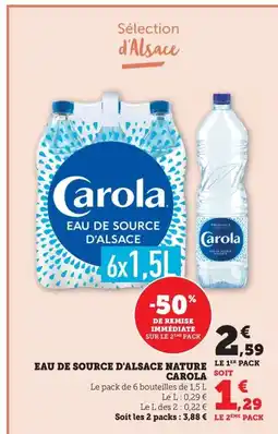 Maximarché CAROLA Eau de source d'alsace nature offre