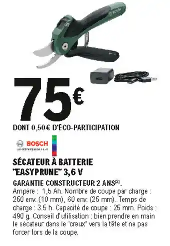 E.Leclerc Brico Sécateur a batterie easyprune offre
