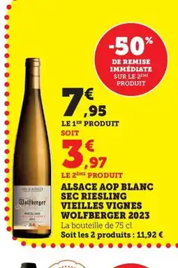 Maximarché WOLFBERGER 2023 Alsace aop blanc sec riesling vieilles vignes offre