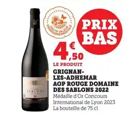 Maximarché Grignan- les-adhemar aop rouge domaine des sablons 2022 offre