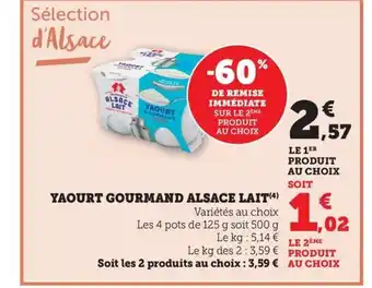 Maximarché ALSACE LAIT Yaourt gourmand offre