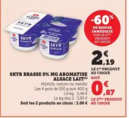 Maximarché ALSACE LAIT Skyr brasse 0% mg aromatise offre