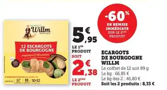 Maximarché WILLM Escargots de bourgogne offre