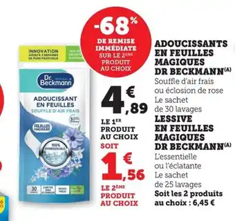 Maximarché DR BECKMANN Adoucissants en feuilles magiques offre