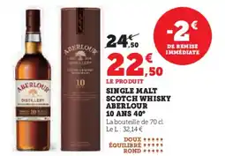 Super U Single malt scotch whisky aberlour 10 ans 40° offre