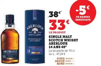 Super U Single malt scotch whisky aberlour 40° offre