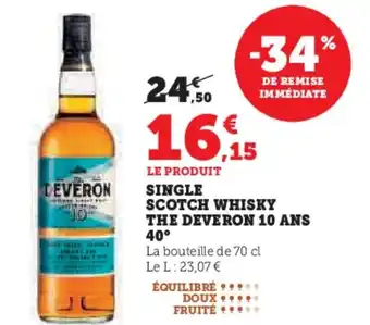 Super U Single scotch whisky the deveron 10 ans 40° offre