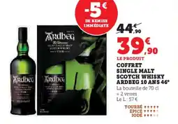 Super U Coffret single malt scotch whisky ardbeg 10 ans 46° offre