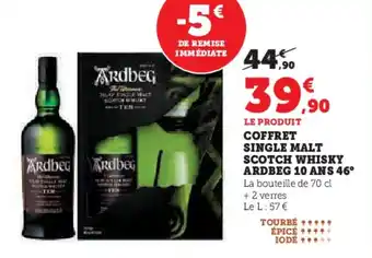 Super U Coffret single malt scotch whisky ardbeg 10 ans 46° offre