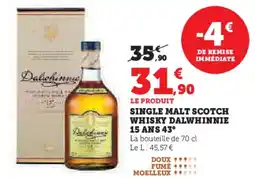 Super U Single malt scotch whisky dalwhinnie 15 ans 43° offre