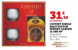 Super U Coffret single malt scotch whisky cardhu 12 ans 40° offre