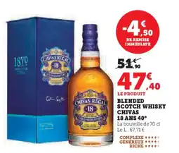 Super U Blended scotch whisky chivas 18 ans 40° offre
