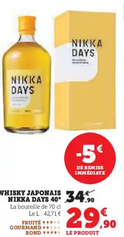 Super U Whisky japonais nikka days 40° offre
