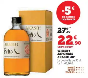 Super U Whisky japonais akashi 40° offre