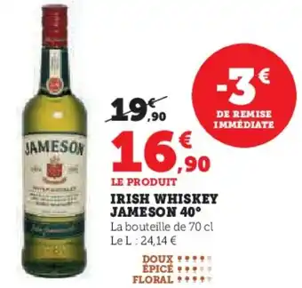 Super U Irish whiskey jameson 40° offre