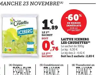 Maximarché LES CRUDETTES Laitue iceberg offre