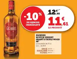 Super U Blended scotch whisky grant's triple wood 40° offre