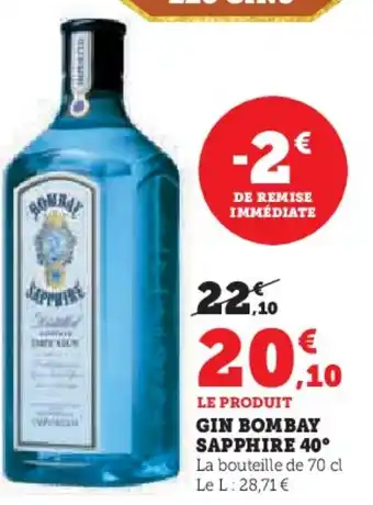 Super U Gin bombay sapphire 40° offre