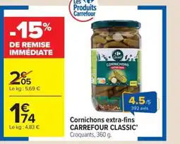 Carrefour Market CARREFOUR CLASSIC' Cornichons extra-fins offre