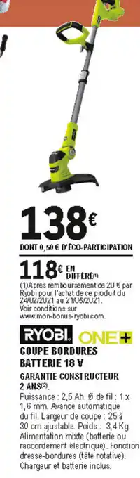 E.Leclerc Brico Coupe bordures batterie 18v offre