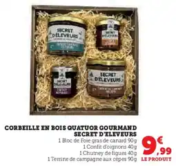 Super U Corbeille en bois quatuor gourmand secret d'eleveurs offre