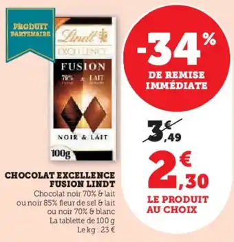 Hyper U Chocolat excellence fusion lindt offre